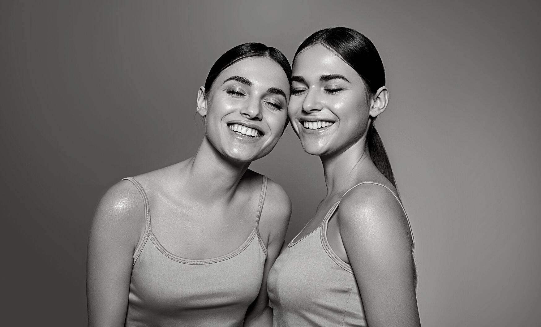 Women with Make-up Wearing Beige Sandos